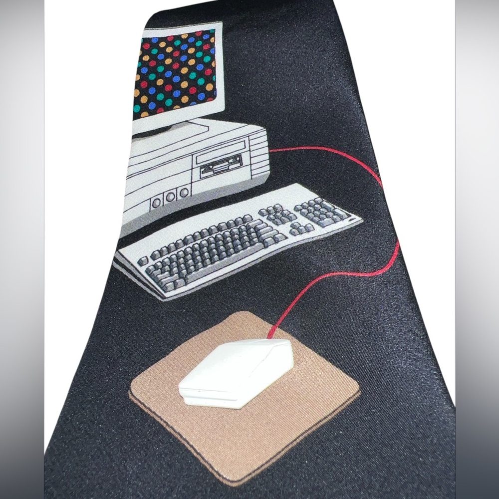 Vicky Davis Necktie Silk Mouse Trap Computer Mouse Usa Tie Black Retro Computer View 2